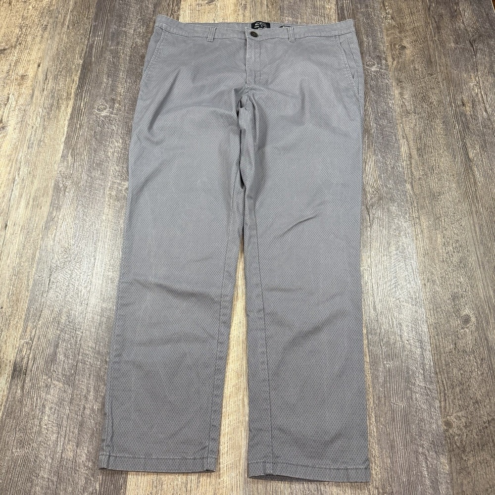 Ben Sherman Slim Fit Chino Pants Gray Geometric Pattern‎ Stretch Mens 38x29*